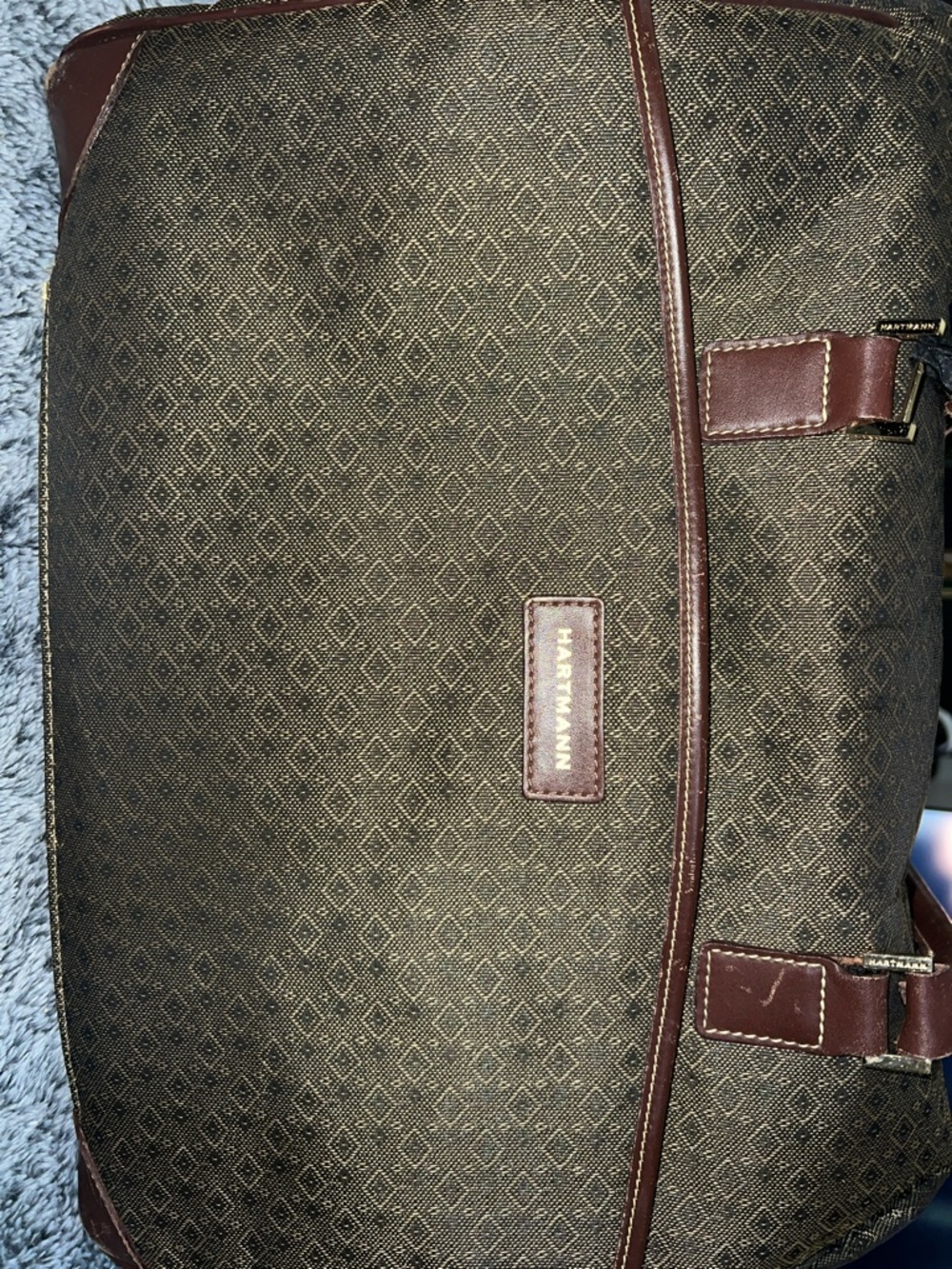 Vintage Hartmann Wings Diamond Jacquard Standing Duffle Weekender Tote Carry On